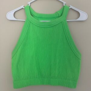 Bright Green Ribbed Sports Tank